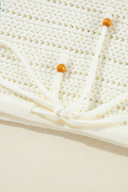 Weißer gänseblümchen-pointelle-strickpullover