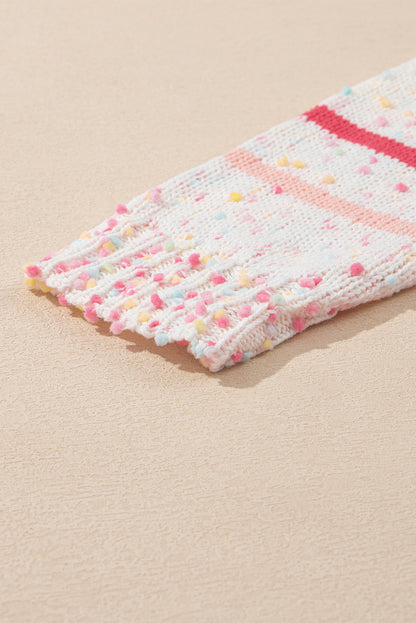 Rosa gestreifter konfetti-strickpullover