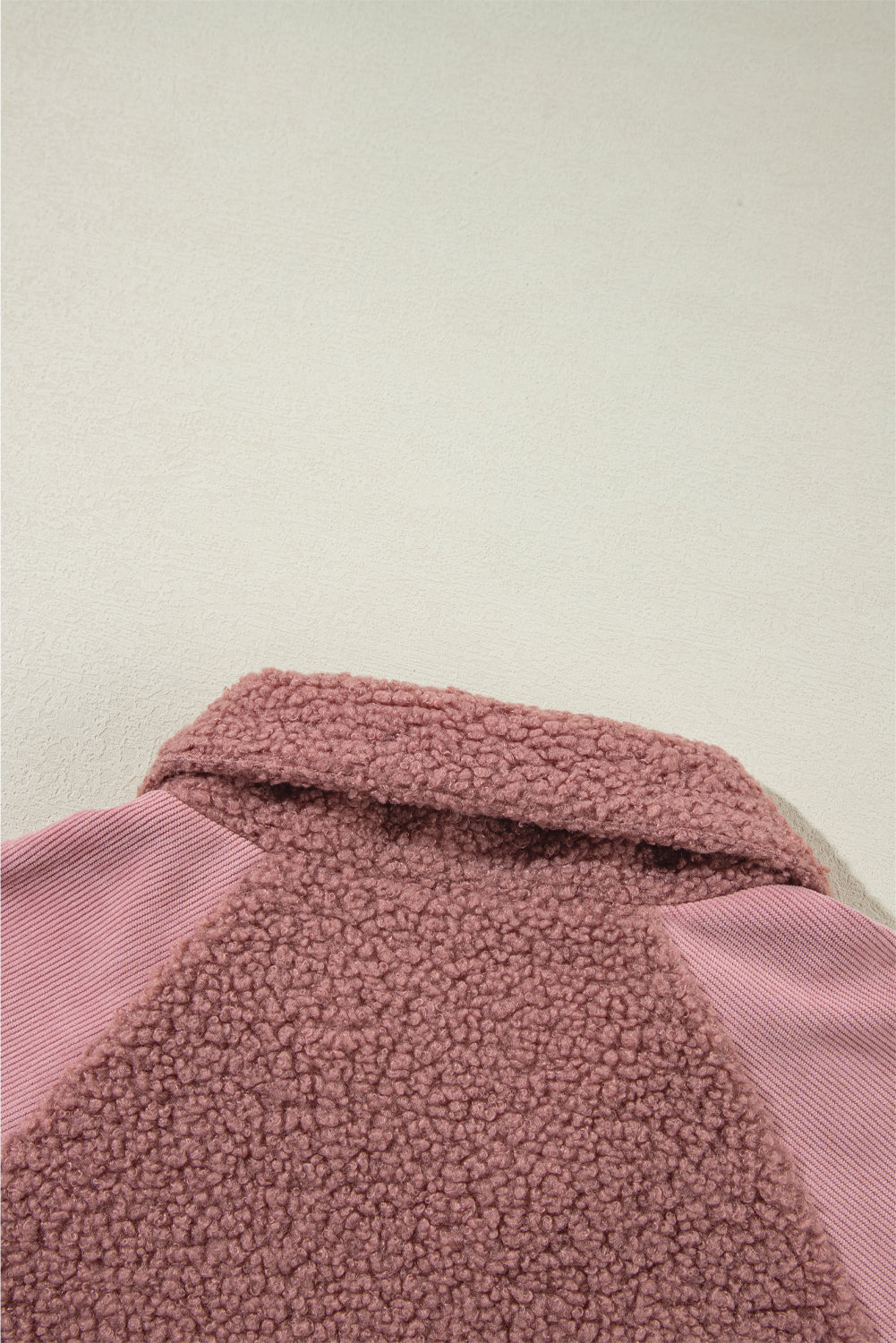 Rosa sherpa patchwork spitze elastische manschette zip up jacke