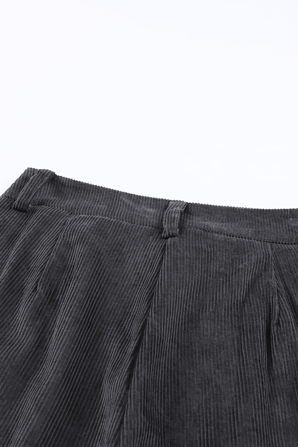 Graue kordhose mit hoher taille und geradem bein