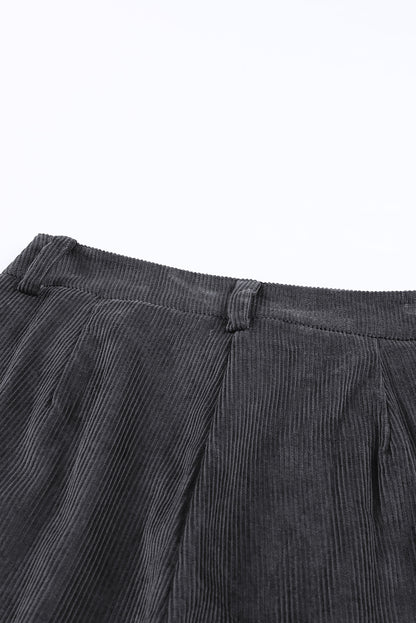Graue kordhose mit hoher taille und geradem bein