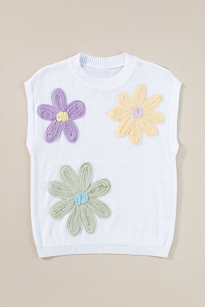 Weiß multi häkeln blume stricken kurze ärmel pullover tops