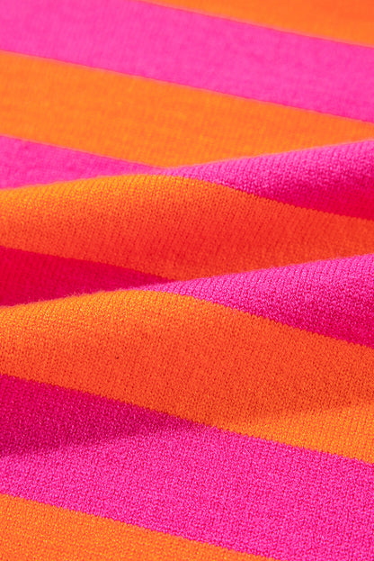 Rose stripe schulterpolster rundhals-pullover