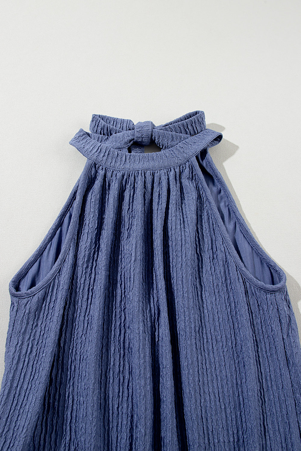 Bluing knot zurück hohen hals crinkle strukturierte romper