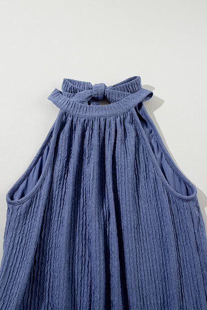 Bluing knot zurück hohen hals crinkle strukturierte romper