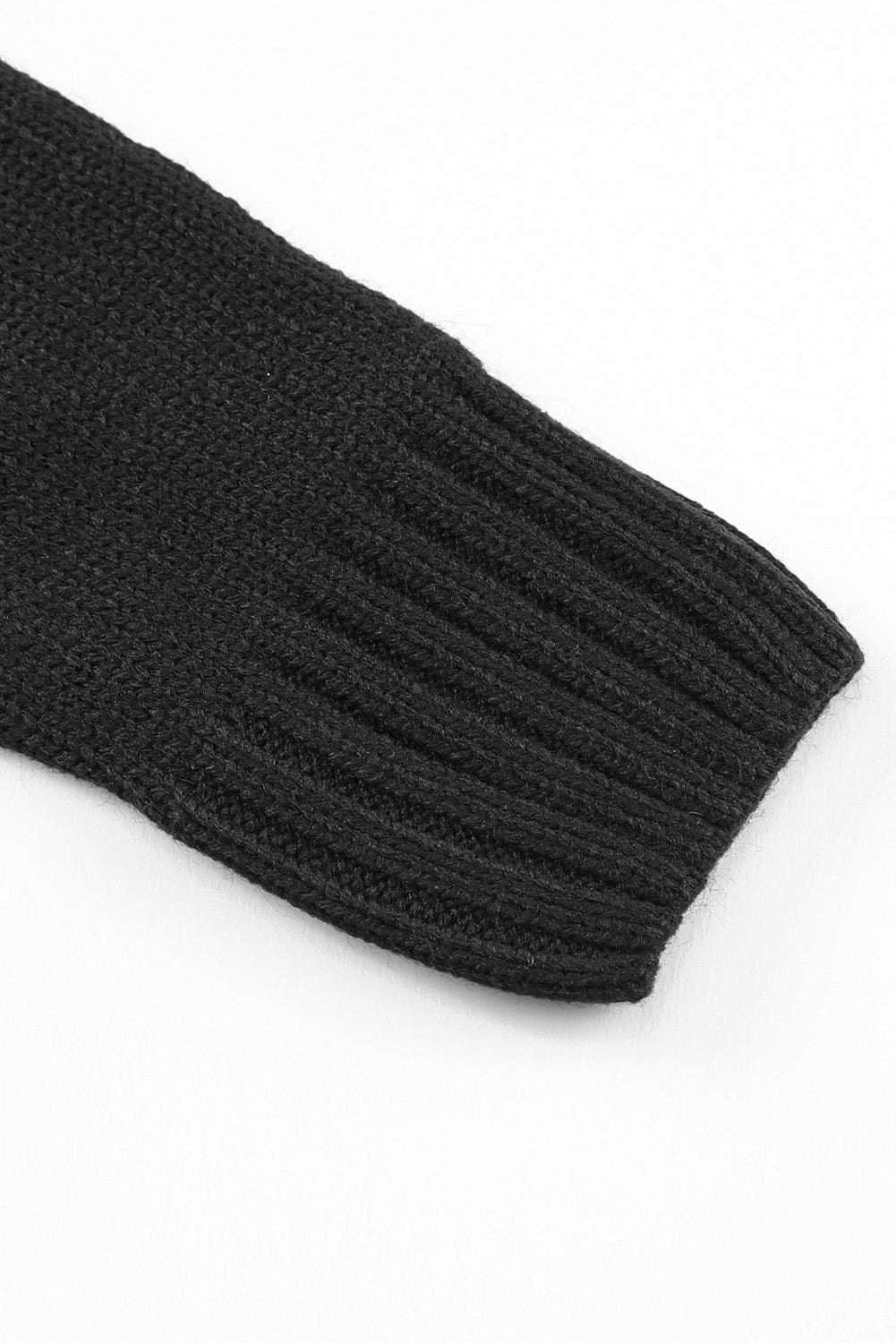 Schwarz fronttaschen knöpfe strukturierte strickjacke