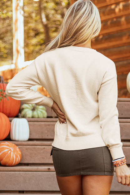 Apricot boo strickmuster gerippter rand drop shoulder pullover