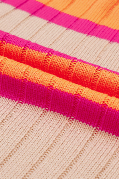 Orange gestreifter colorblock-cardigan mit hängenden schultern