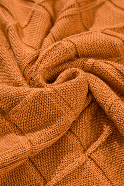 Kastanienbrauner kurzarmpullover mit gitterstruktur