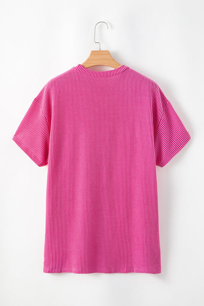 Rosa corded knit pocketed loose fit t shirt