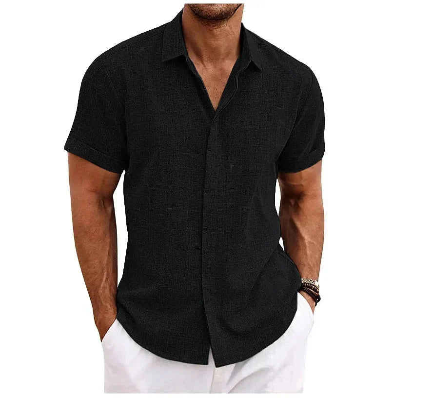 Herrenhemd aus baumwoll-leinen-mischgewebe – herren