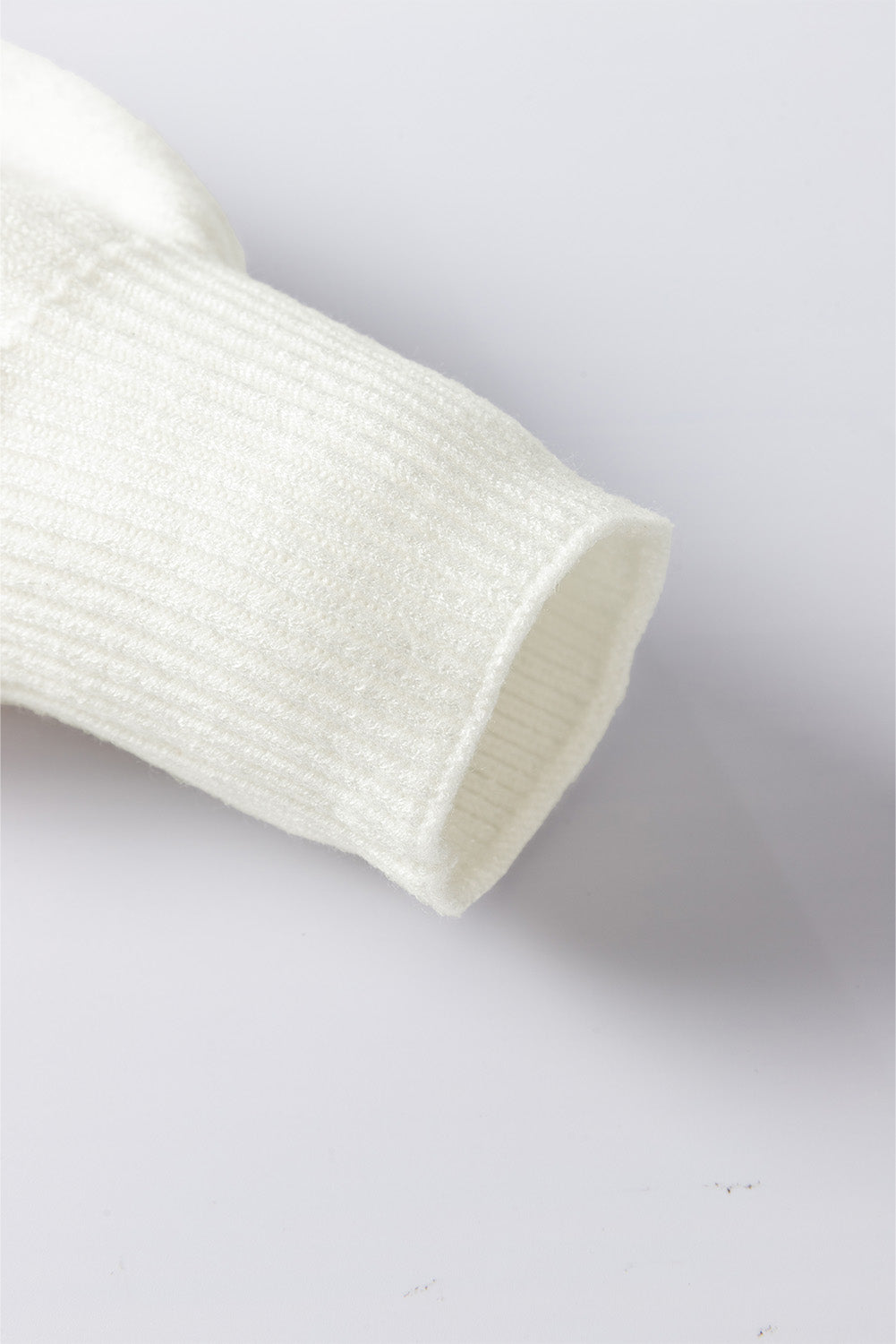 Weiße blume jacquared bubble sleeve open cardigan