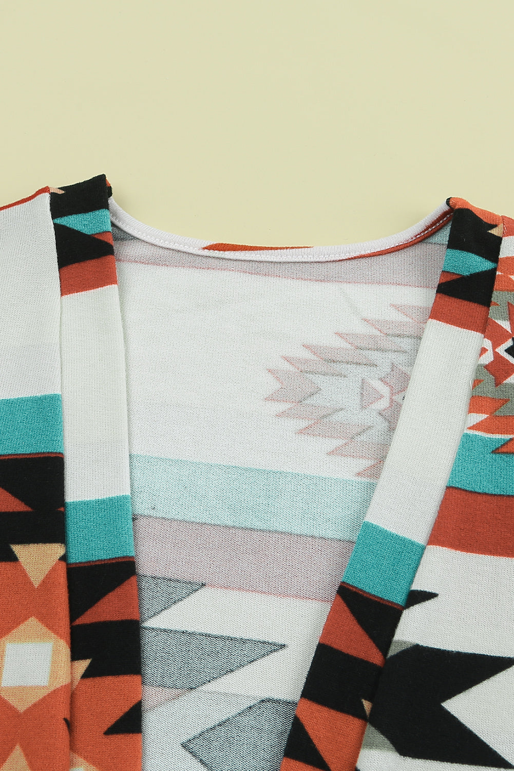 Mehrfarbig geometrisch farbe block offene vorderseite lange strickjacke