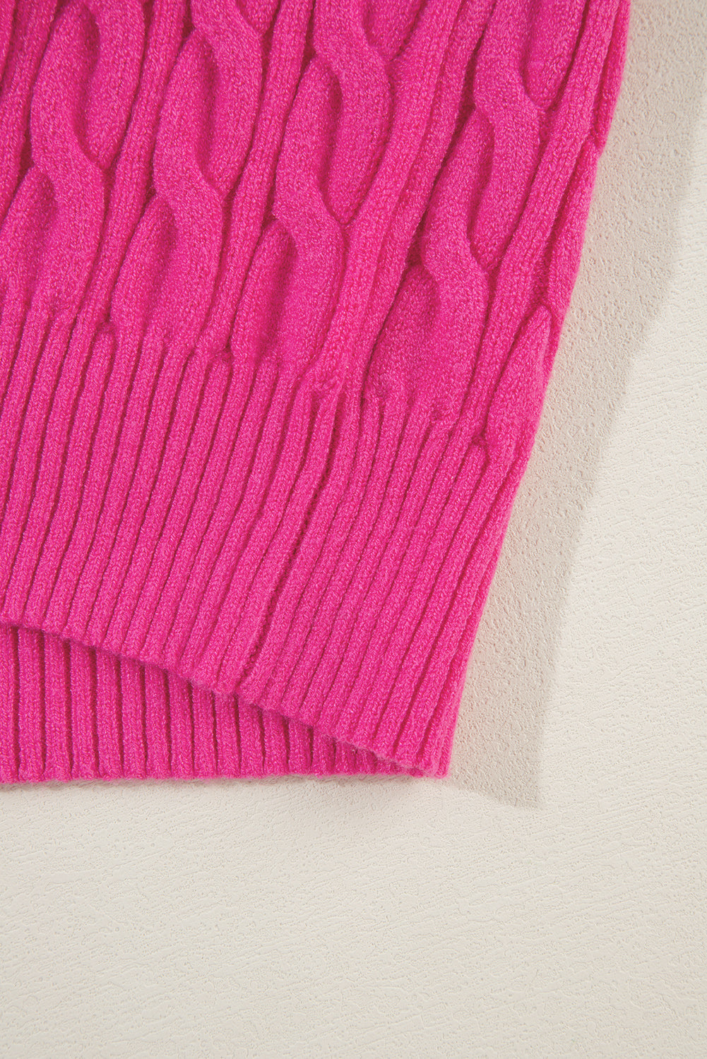 Rose red solid kabel stricken hohen hals drop shoulder pullover