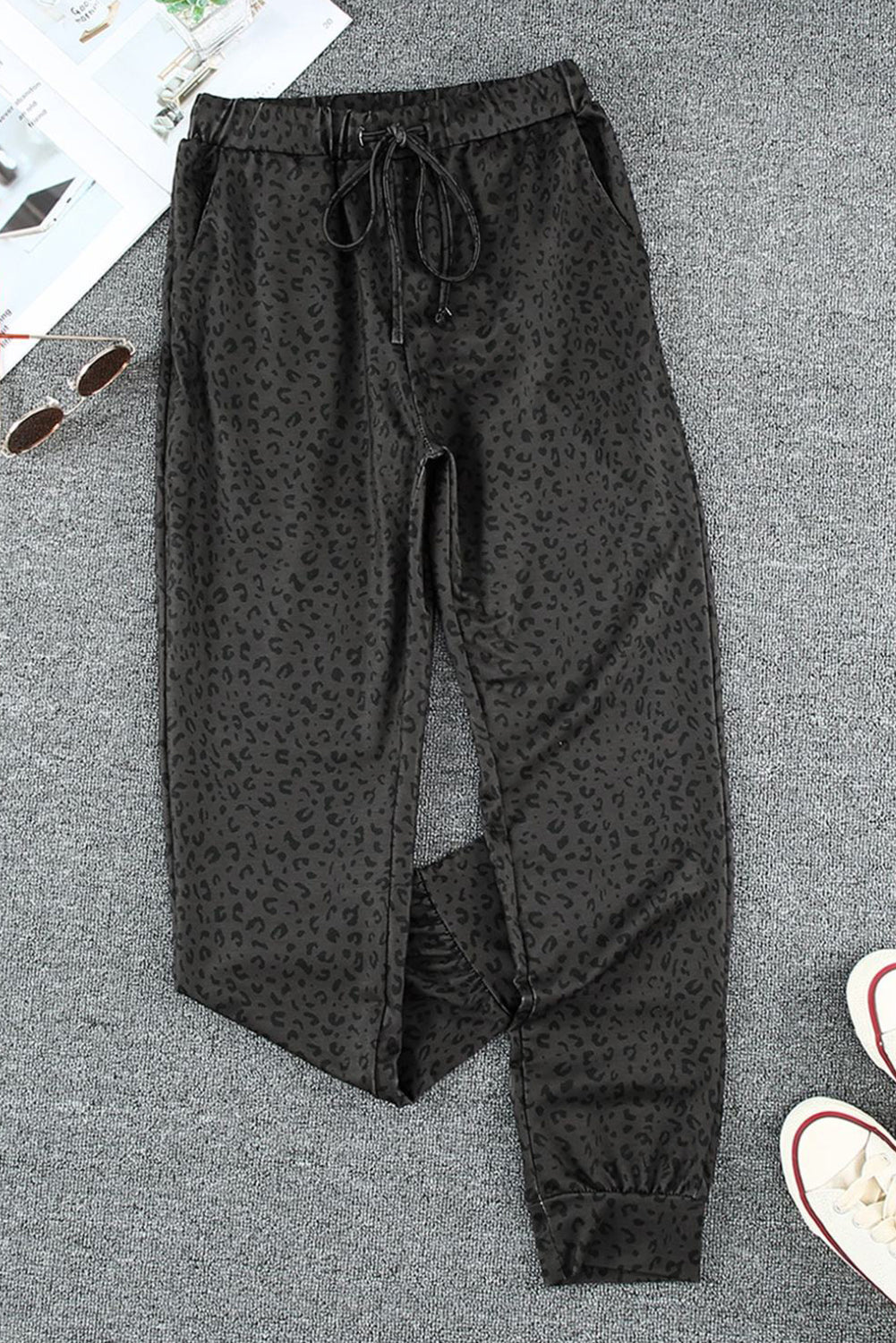 Schwarze breezy-leopard-jogginghose