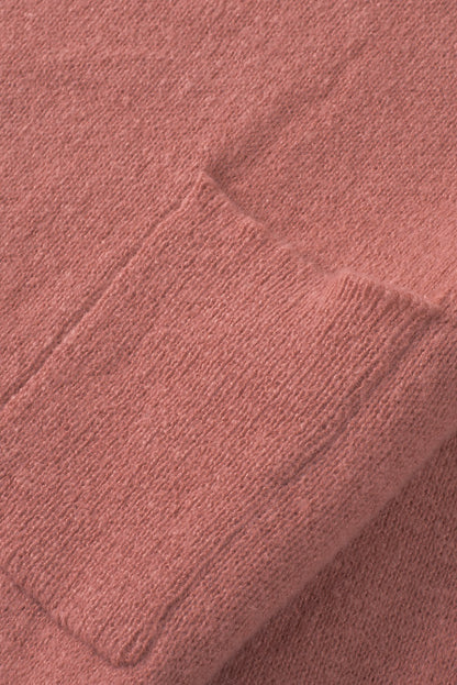 Unifarbener pullover mit puffärmeln und taschen