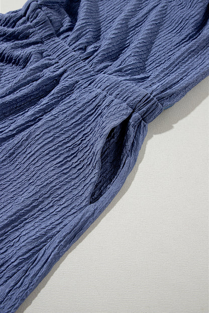 Bluing knot zurück hohen hals crinkle strukturierte romper