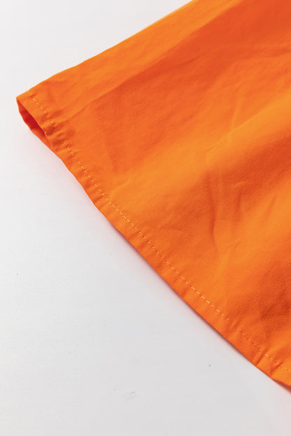 Bonbon farbblock gestuftes kleid mit gekerbtem hals und rüschenärmeln