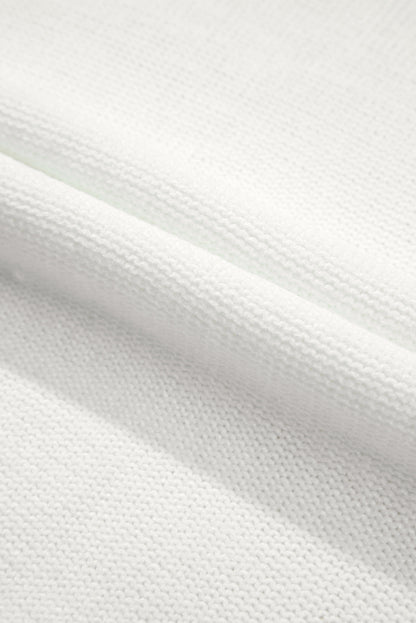 Weißer gewebter ärmelloser pullover mit quastenausschnitt weste