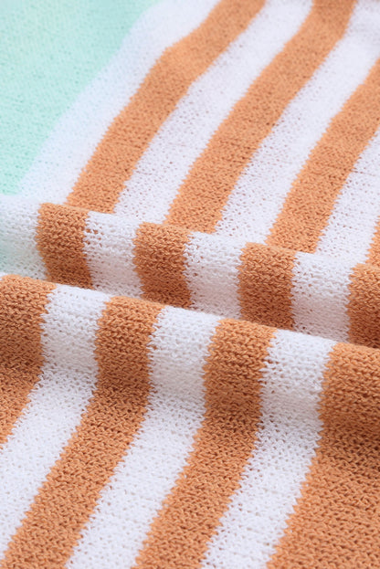 Mehrfarbiger colorblock-streifen langärmeliger geteilter pullover