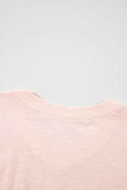 Aprikose rosa plus größe blume patchwork freiliegende naht hoch niedrig top