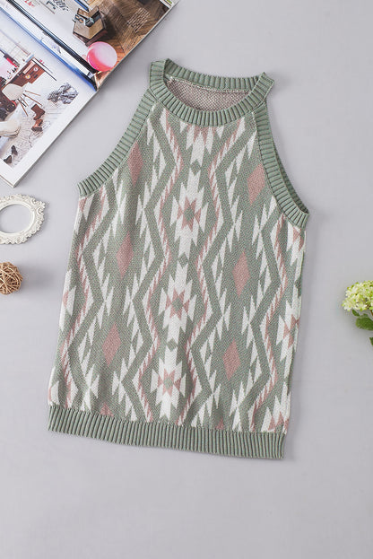Laurel green western tribal aztekenmuster pullover tank stricken