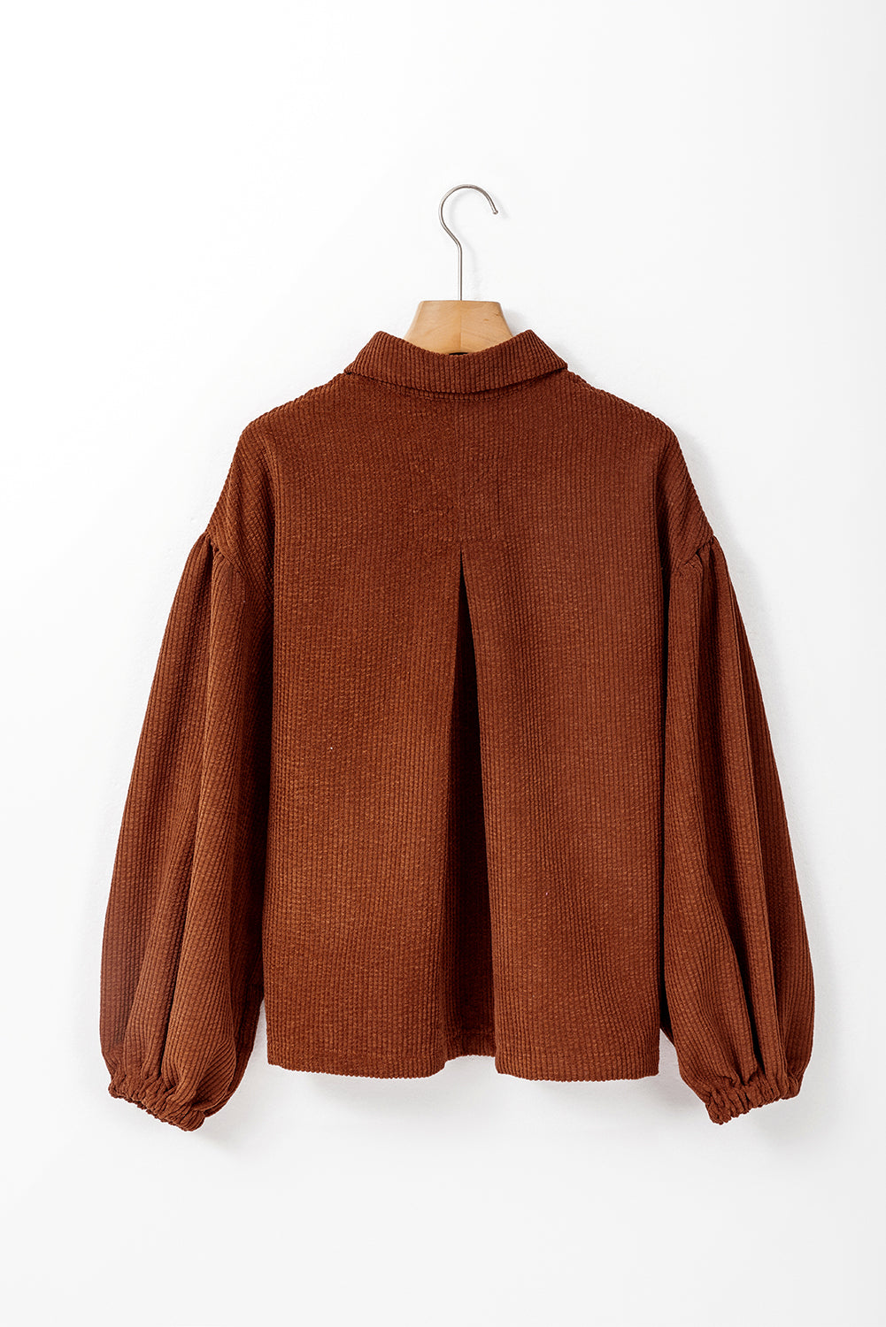 Kaffee strukturierte kordjacke mit puffärmeln