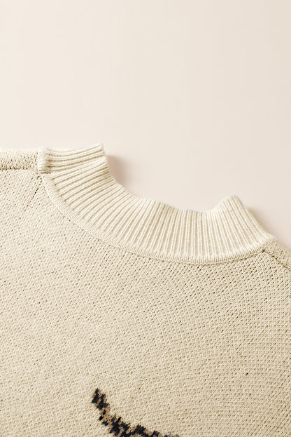 Pergament lebendiger geparden-print pullover mit hohem ausschnitt und geteiltem saum