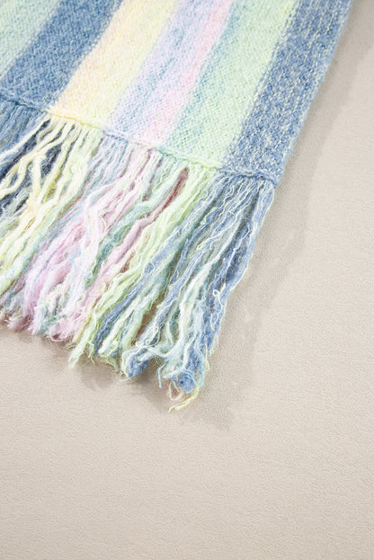 Lila farbe block fransen drop shoulder tunika pullover