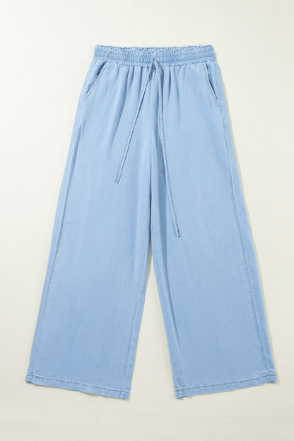 Myosotis kordelzug hohe taille weites bein denim-hose