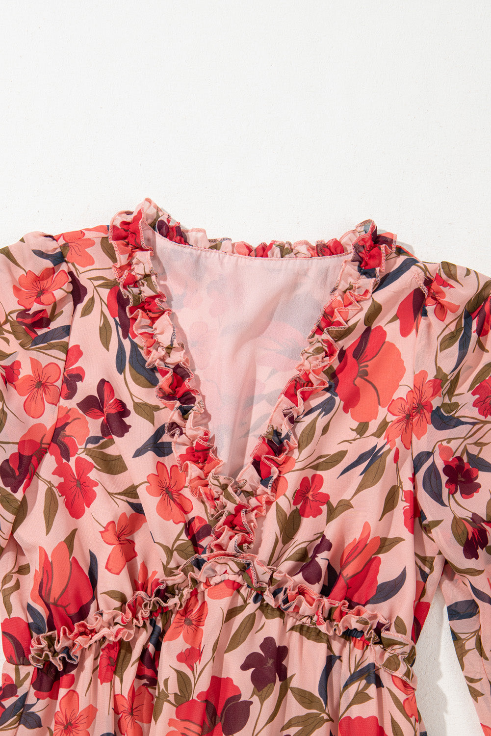 Wild Lotus Rüschen gestuftes Maxikleid