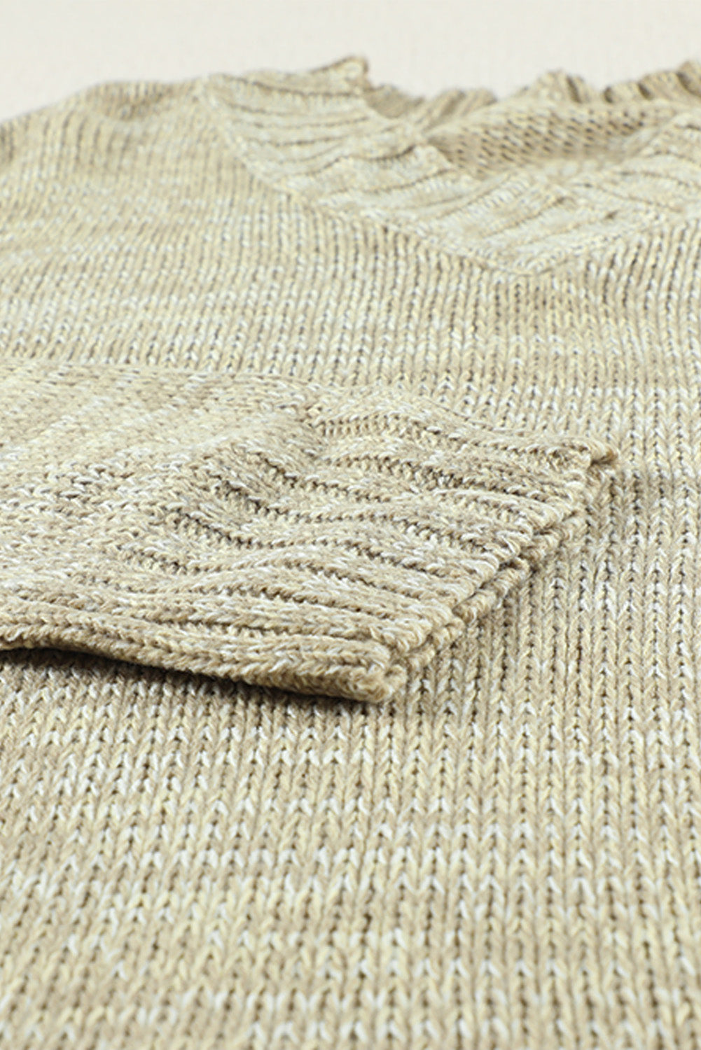 Grauer v-ausschnitt drop shoulder strickpullover