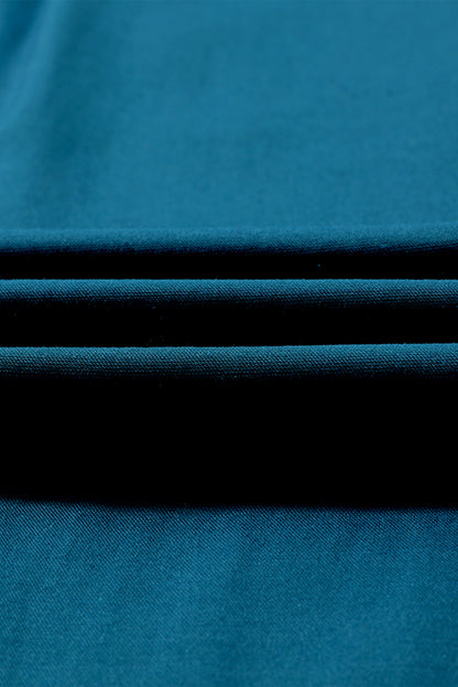 Blaue drawstring elastische taille lässige hose mit weitem bein
