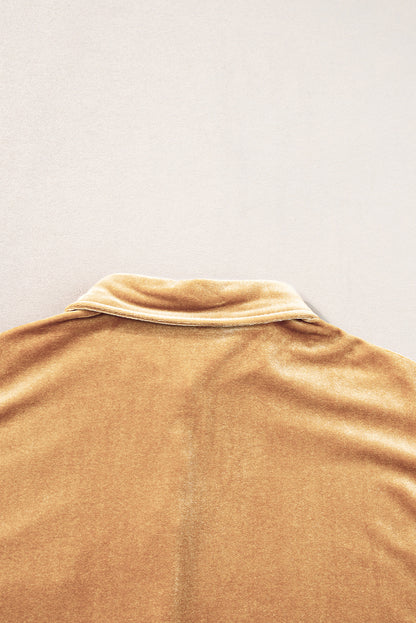 Helles french beige samthemd mit knopfleiste minikleid