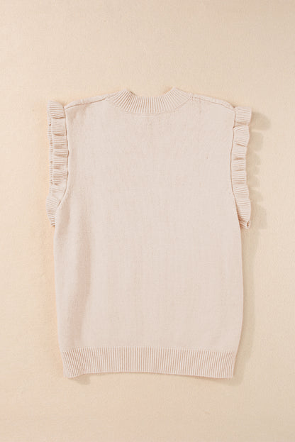 Pergamentfarbener kabelstrickpullover mit rollkragen und langen ärmeln