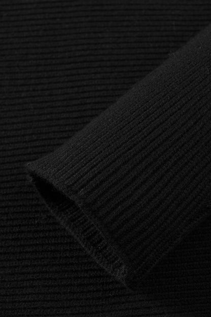 Schwarzer gestreifter langarm-strickpullover