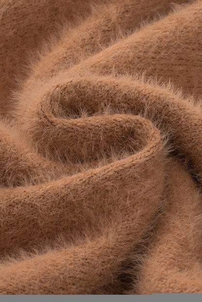 Light french beige fuzzy short sleeve pullover