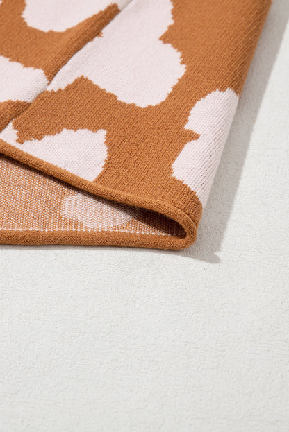 Braunes blumenmuster rundhalsausschnitt langarm pullover