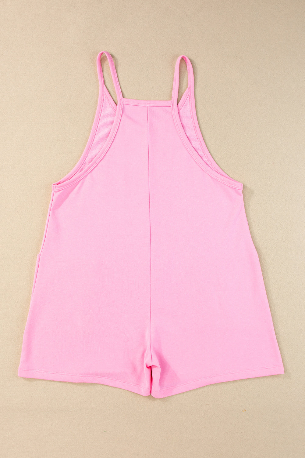 Rosa ärmelloser jersey-strampler mit v-ausschnitt und taschen