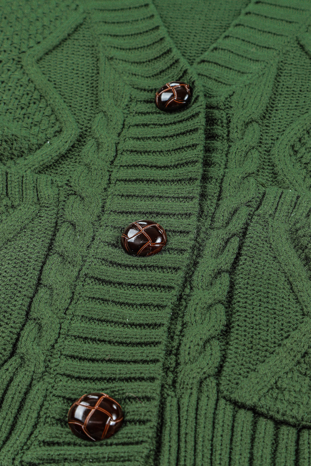 Grün fronttaschen knöpfe strukturierte strickjacke