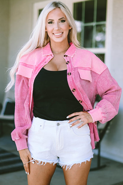 Rose mineral washed cotton shacket