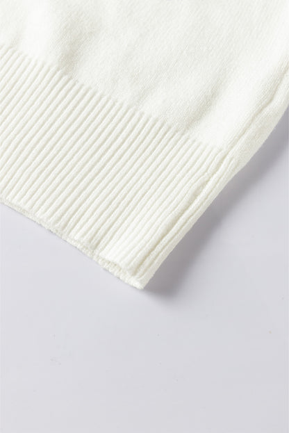Weiße blume jacquared bubble sleeve open cardigan