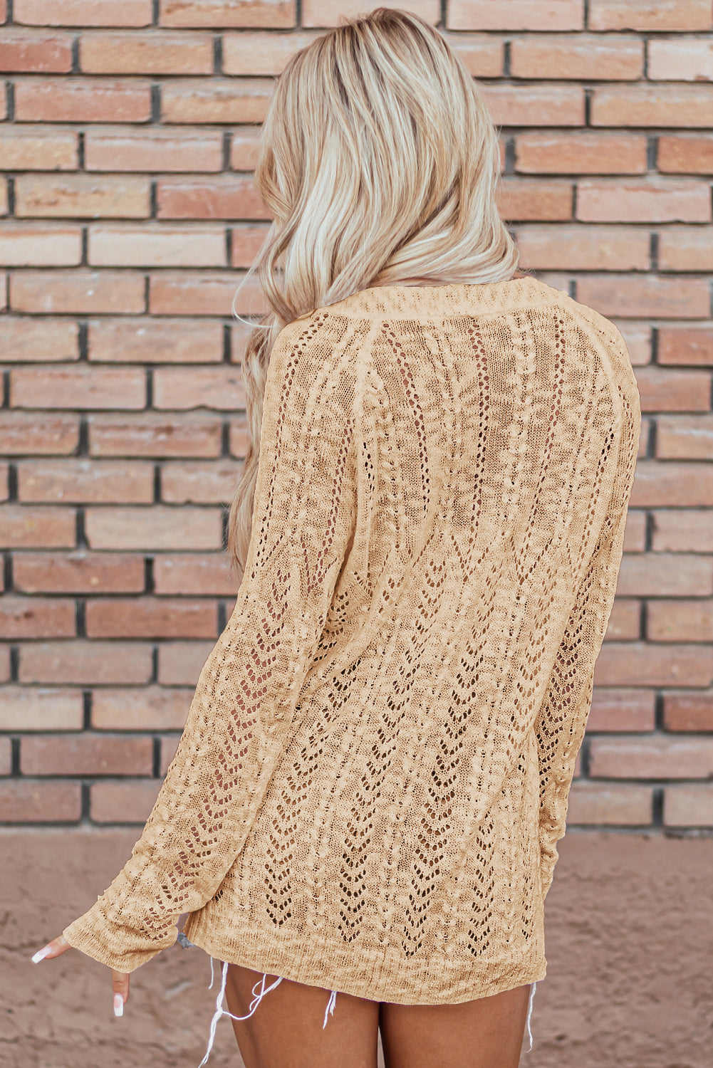 Offene strickjacke in apricot