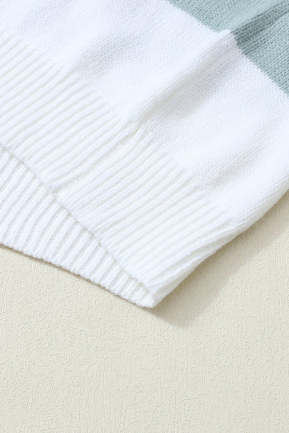 Grüner colorblock-streifen-cardigan mit offener vorderseite