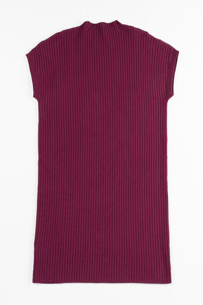 Red dahlia aufnäher tasche gerippt stricken kurze ärmel pullover kleid