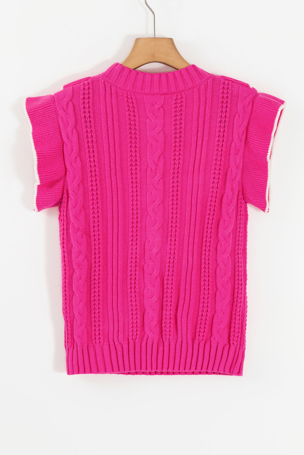 Erdbeerrosa strukturierter strick mit gerafftem halsausschnitt pullover tank