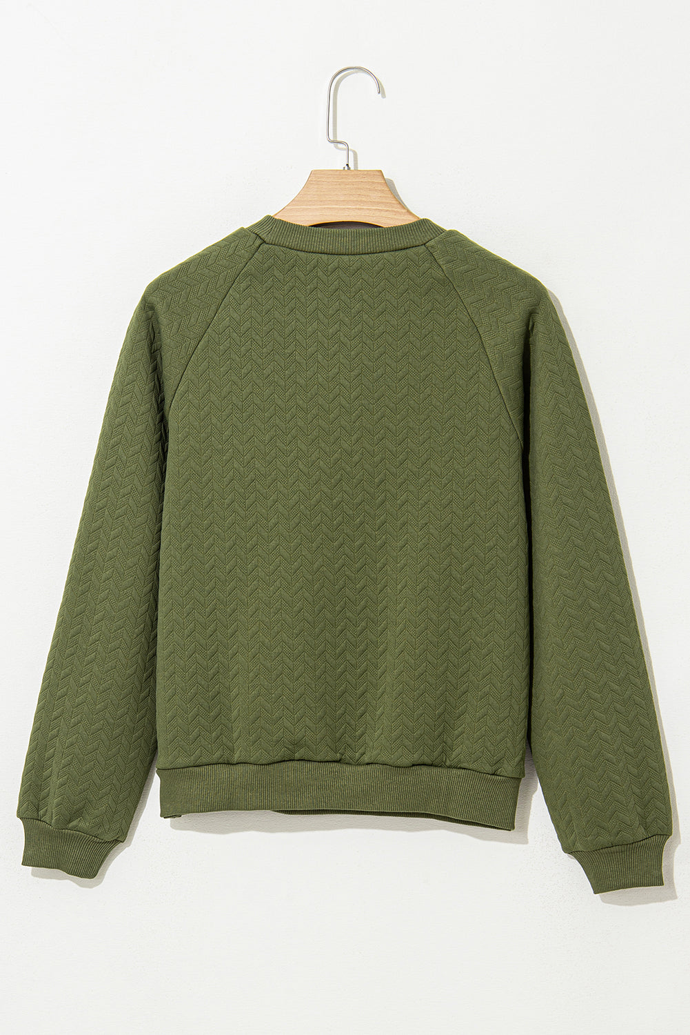 Dschungel grün solide strukturierte raglanärmel pullover sweatshirt