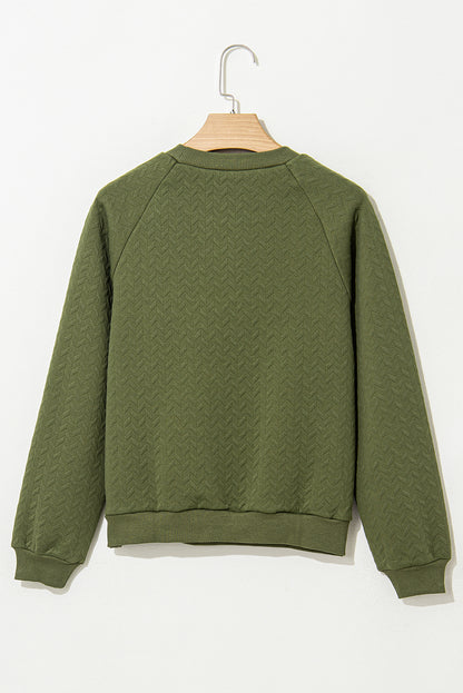 Dschungel grün solide strukturierte raglanärmel pullover sweatshirt