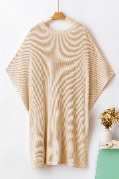 Apricot kurzarm pullover mit seitenschlitz in übergröße