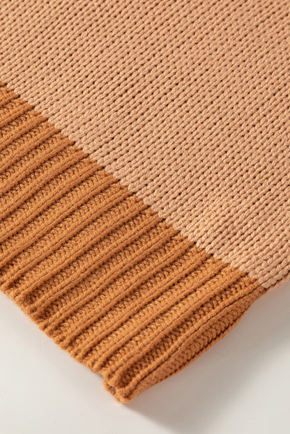 Helles french beige farbblock-kontrastnähte pullover in übergröße